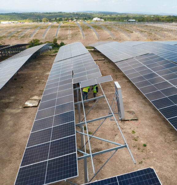 Solar farm with fixed structure and bifacial module very big project